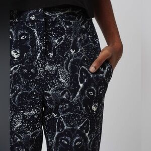 Topshop Petite Navy and White Animal Pants